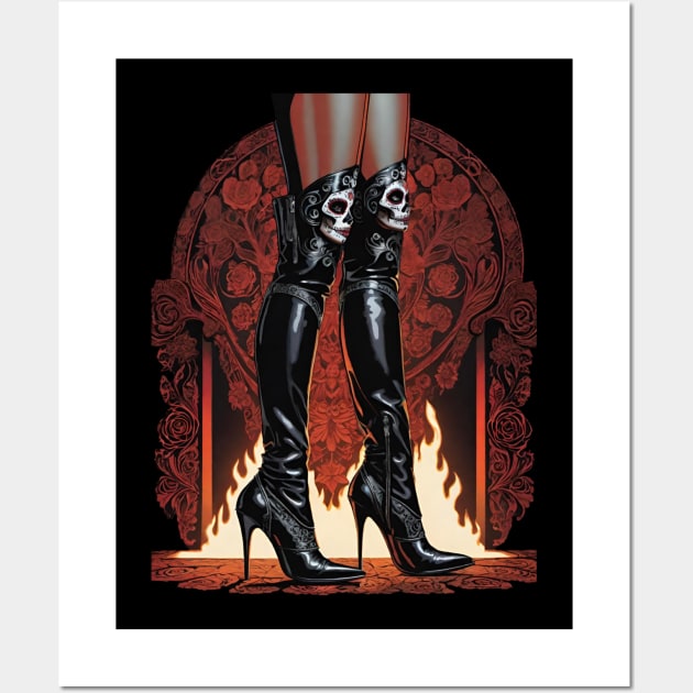 Stiletto Boots - Dia De Los Muertos Wall Art by Absinthe Society 